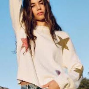 Rails Zoey Intarsia Star Cotton & Cashmere Sweater S